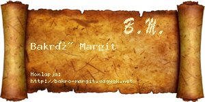 Bakró Margit névjegykártya